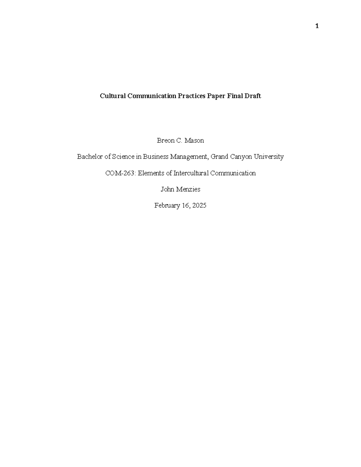 COM-263: Cultural Communication Practices Paper - Final Draft - Studocu