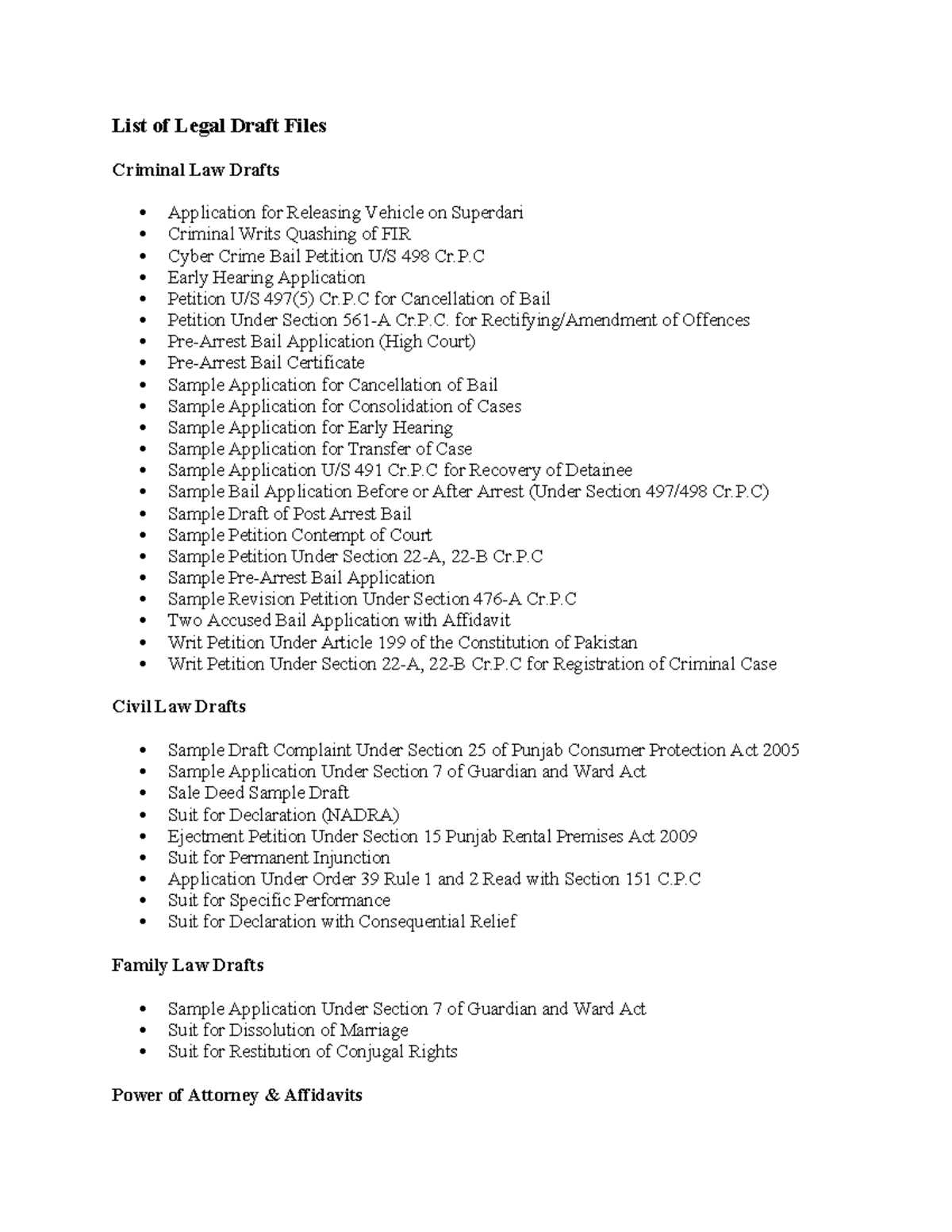 Legal Draft Samples Compilation for Law Course (LPC 101) - Studocu