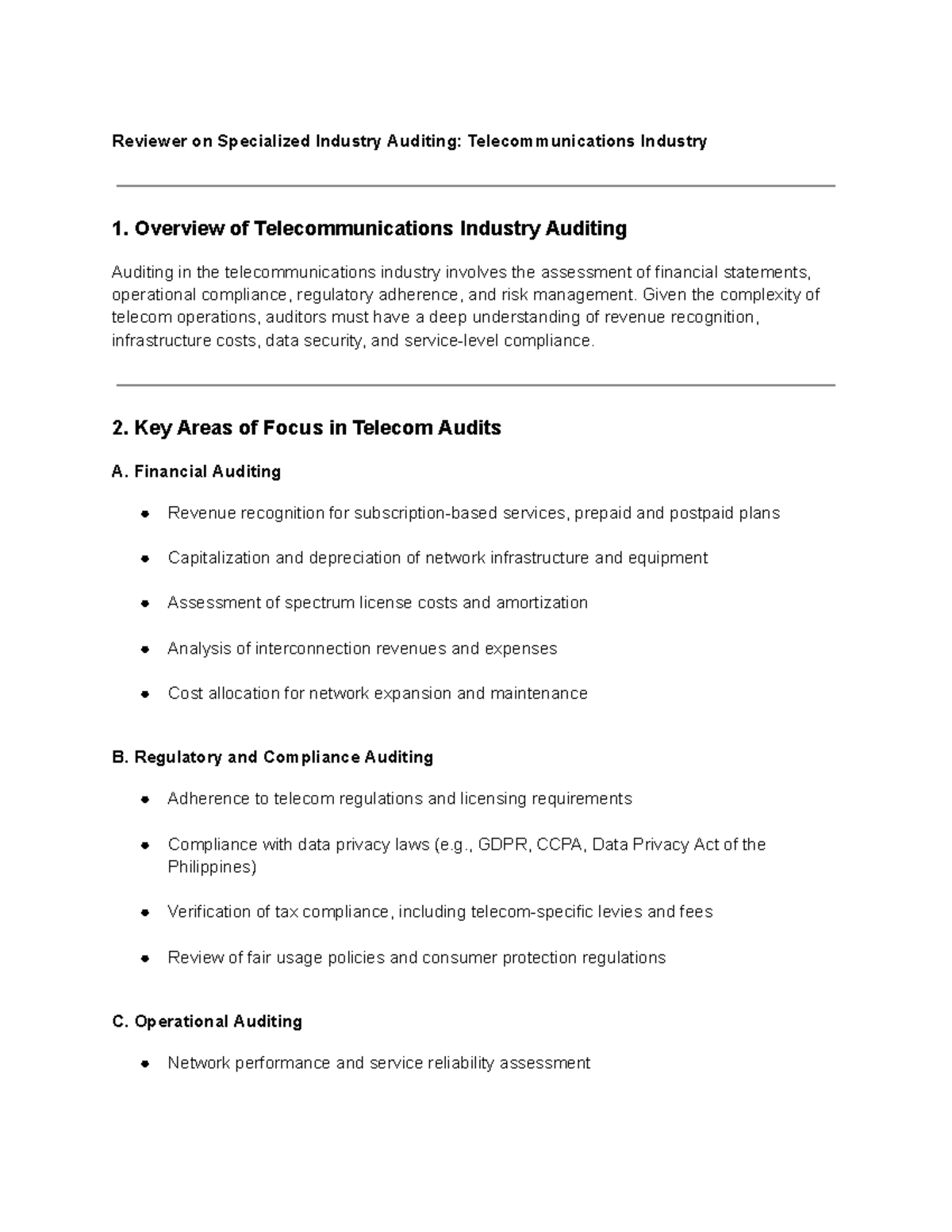 Telecommunications Industry Auditing Review: Key Focus Areas & Risks ...