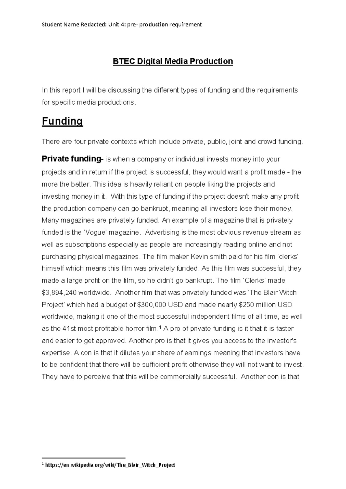 Unit 4a: Exploring Funding Sources in Digital Media Production - Studocu