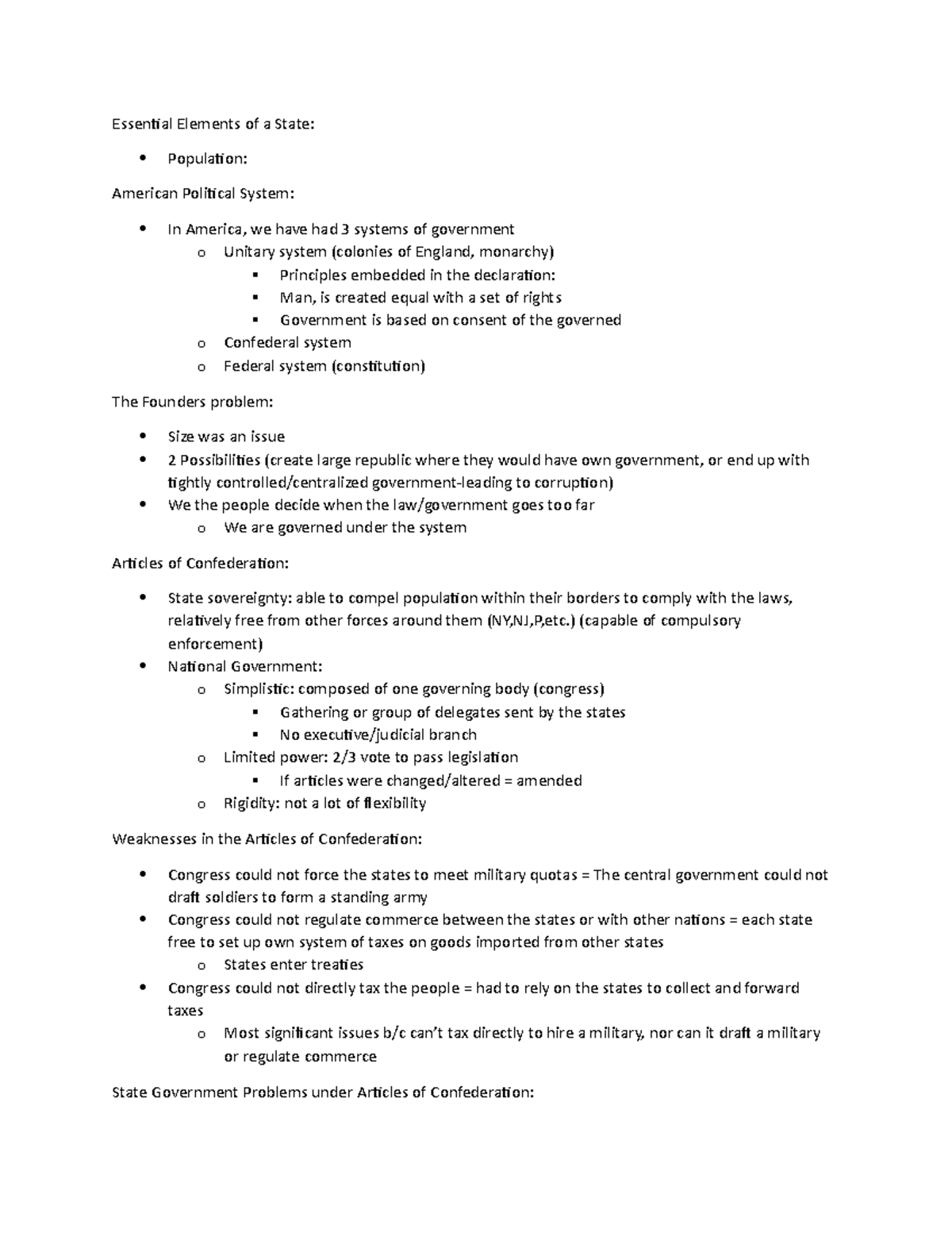 PS 2310 Lecture Notes: The American Political System & Federalism - Studocu