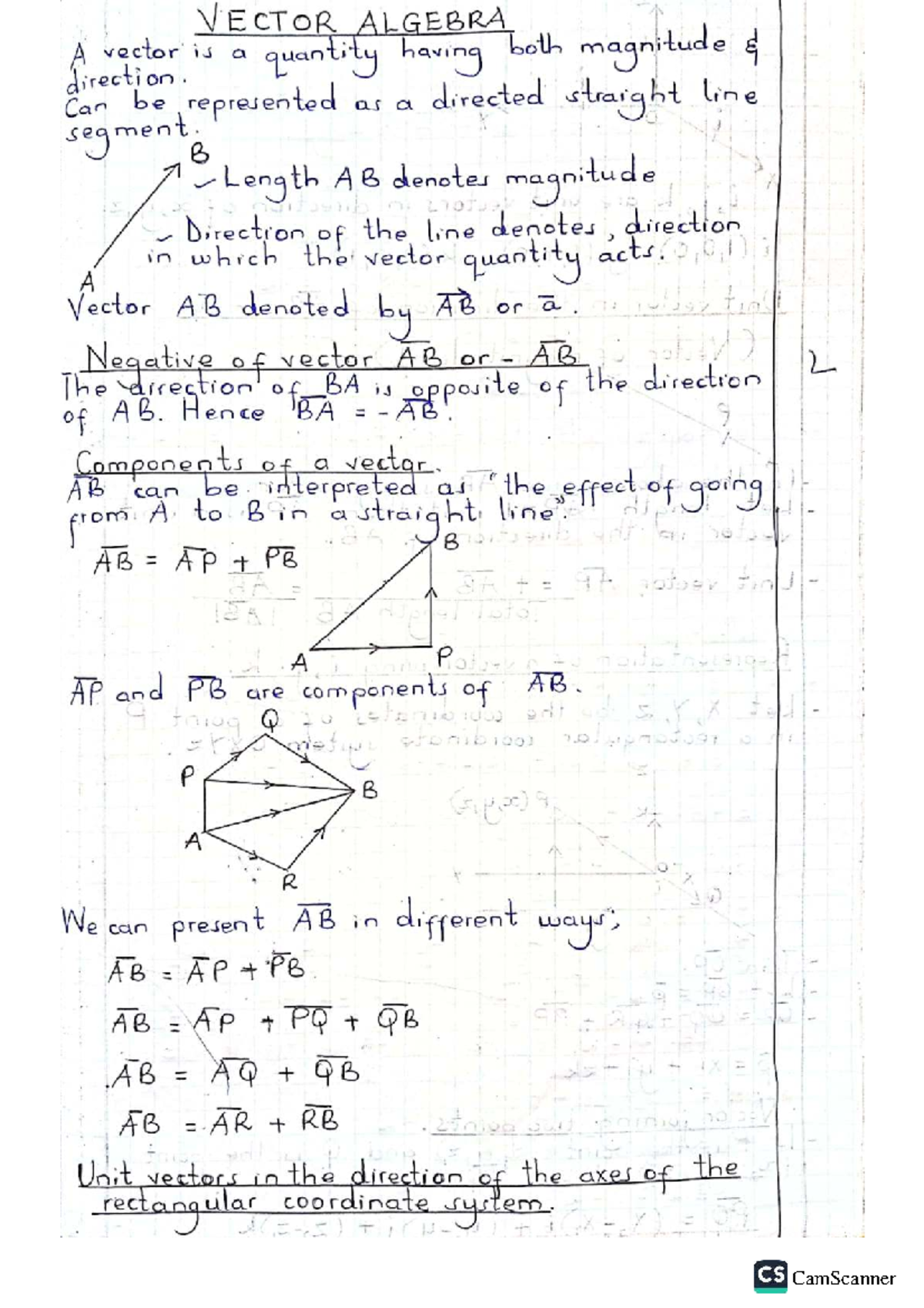 SMA431 - Vector Algebra Lecture Notes - Studocu