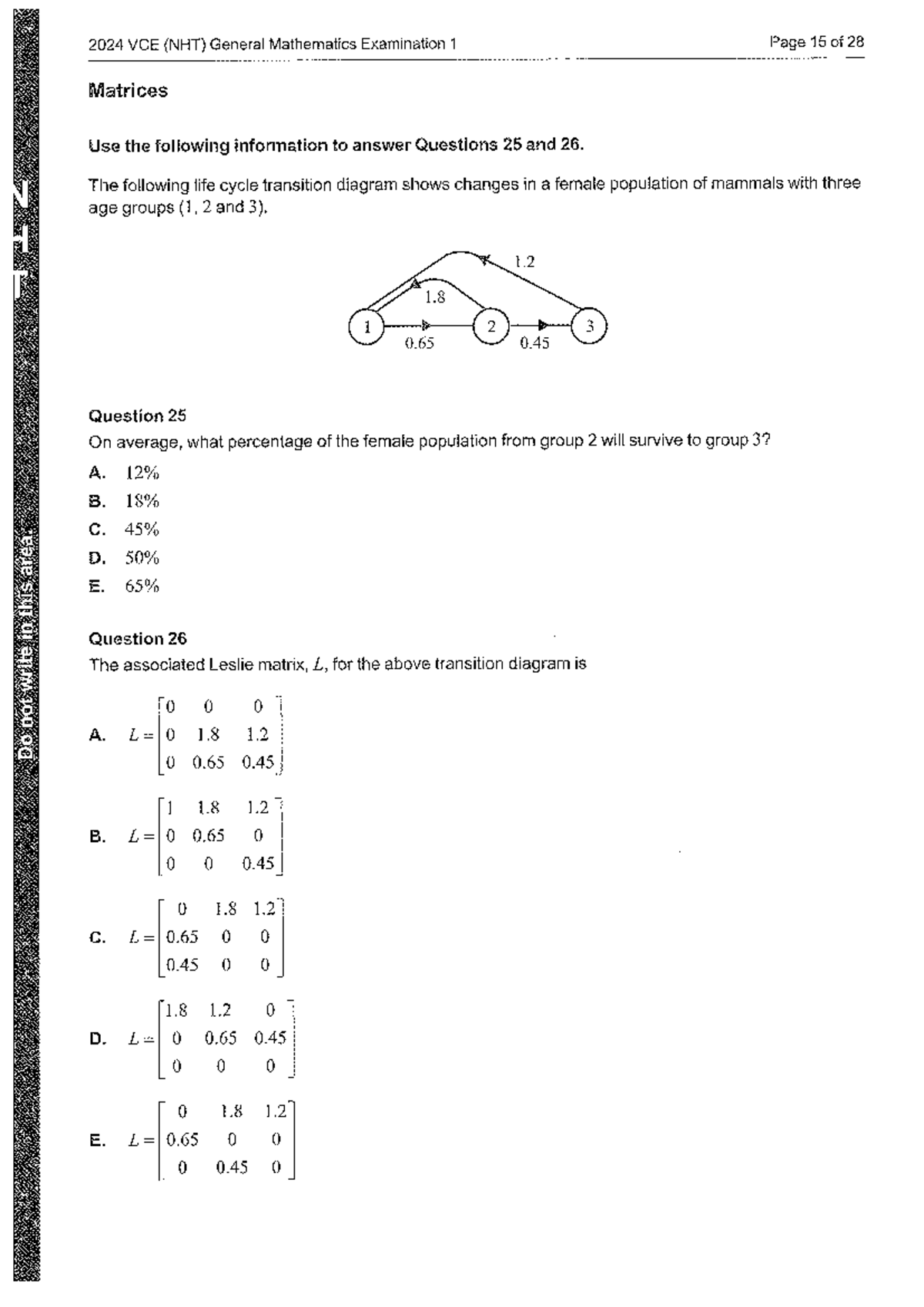 2024 VCE (NHT) General Mathematics Exam 1 & 2: Matrices Insights - Studocu