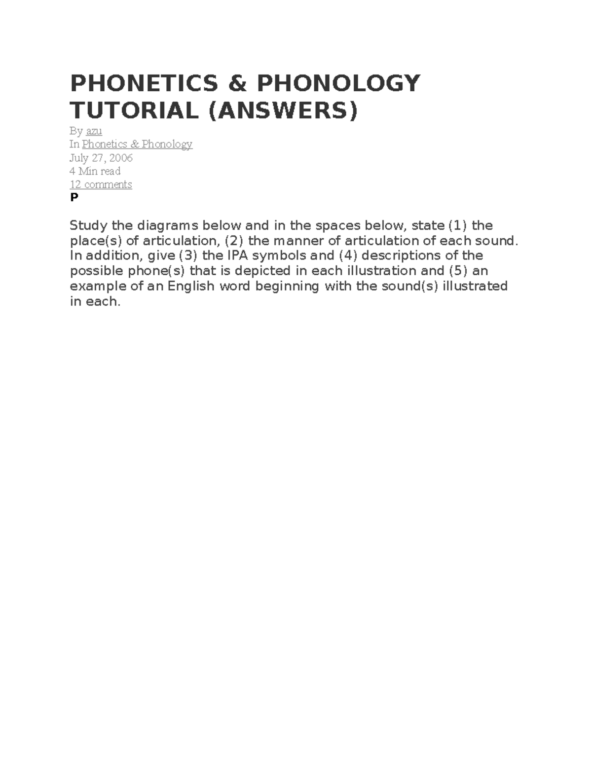 PHONETICS PHONOLOGY TUTORIAL (ANSWERS) - Practice Guide - Studocu