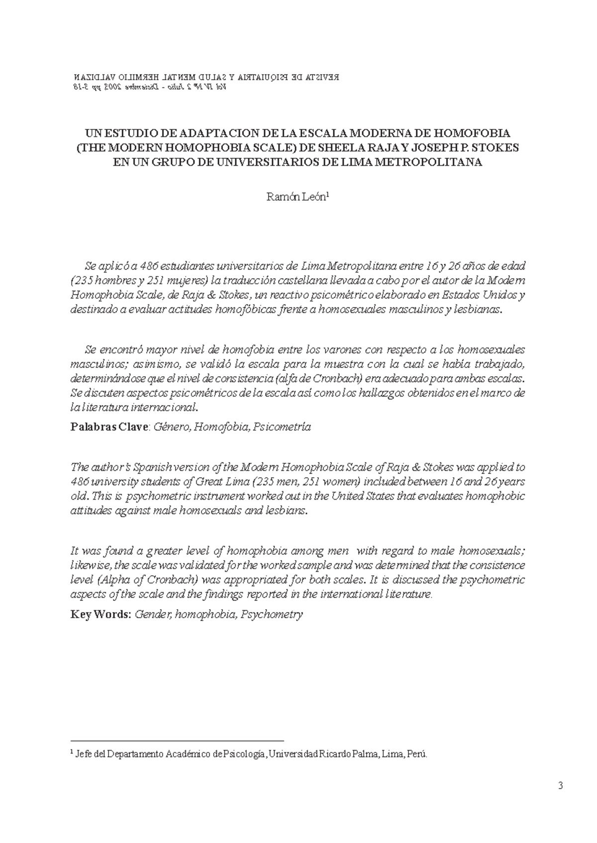 Adaptación de la Escala Moderna de Homofobia en Universitarios de Lima - Document Preview