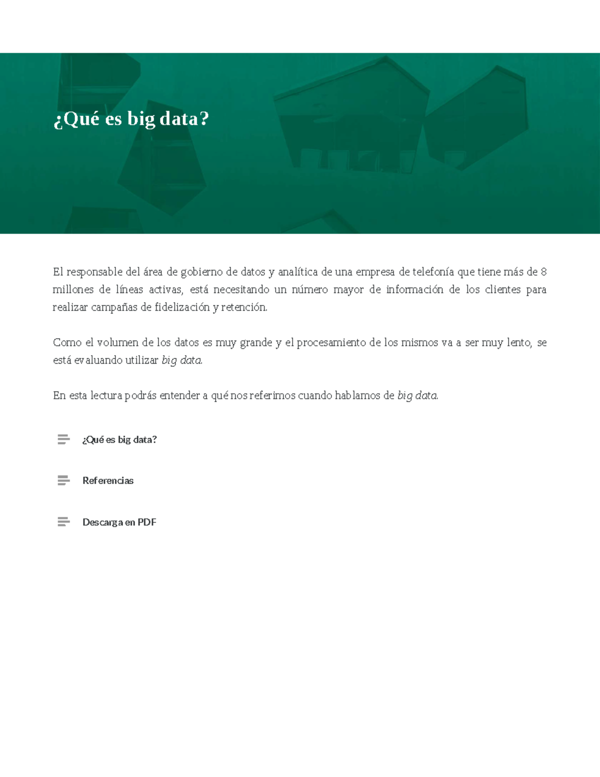 Big Data - M1 - Introducción y Conceptos Clave del Módulo 1 - Studocu