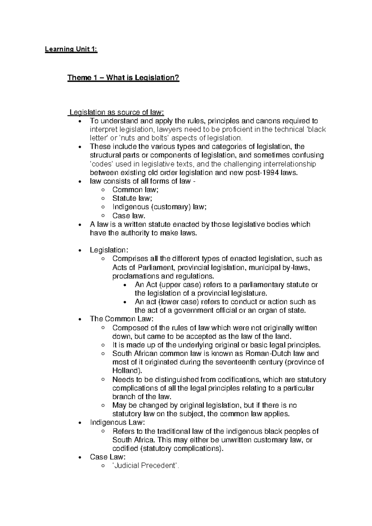 LU 1: Understanding Legislation and Its Interpretation in Law - Studocu