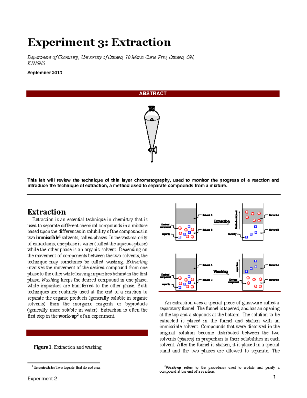 Exp 3 extraction 1321251 - Experiment 3 : Extraction Department of ...