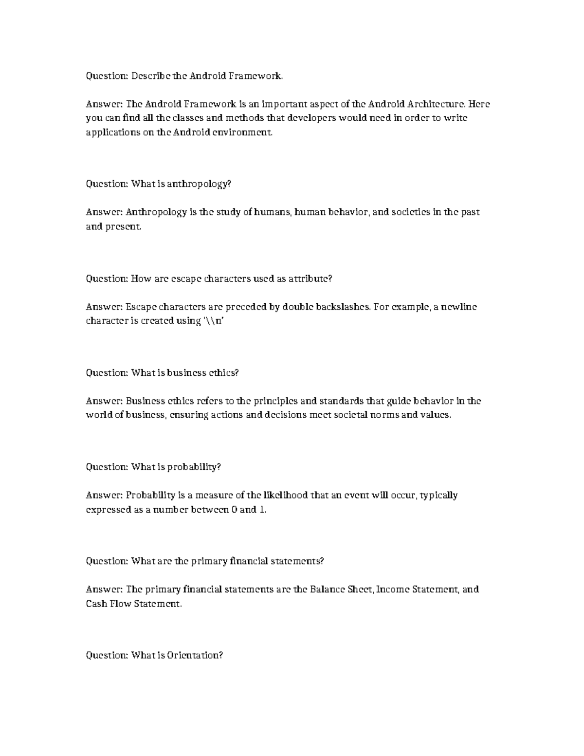Android Framework Overview and Key Concepts: A Study Guide - Studocu