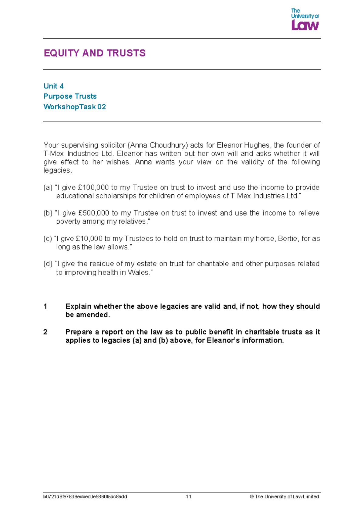 2425 eqtr u04 ce01 workshop task02 - EQUITY AND TRUSTS Unit 4 Purpose ...