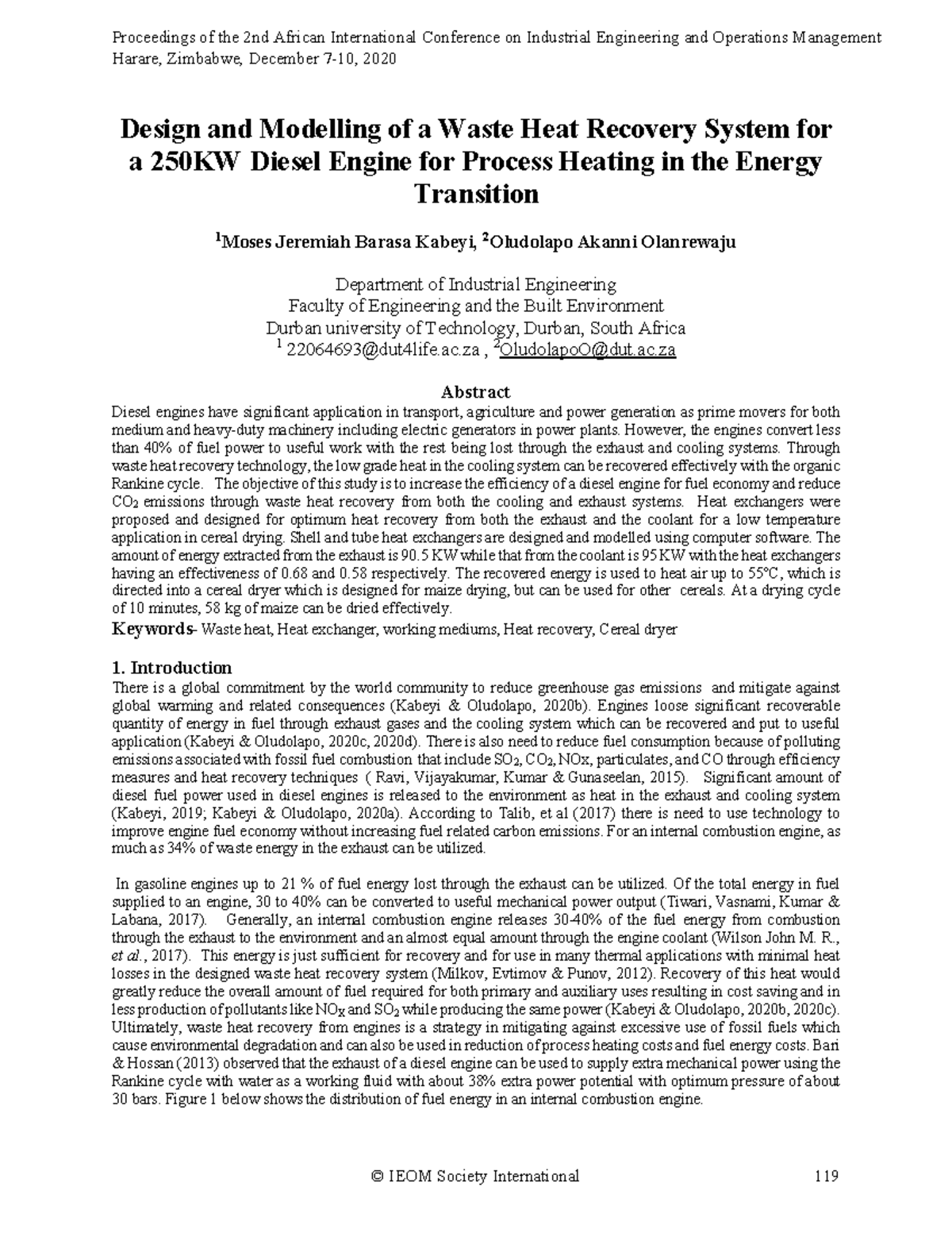 Design and Modelling of Waste Heat Recovery System for 250KW Diesel ...