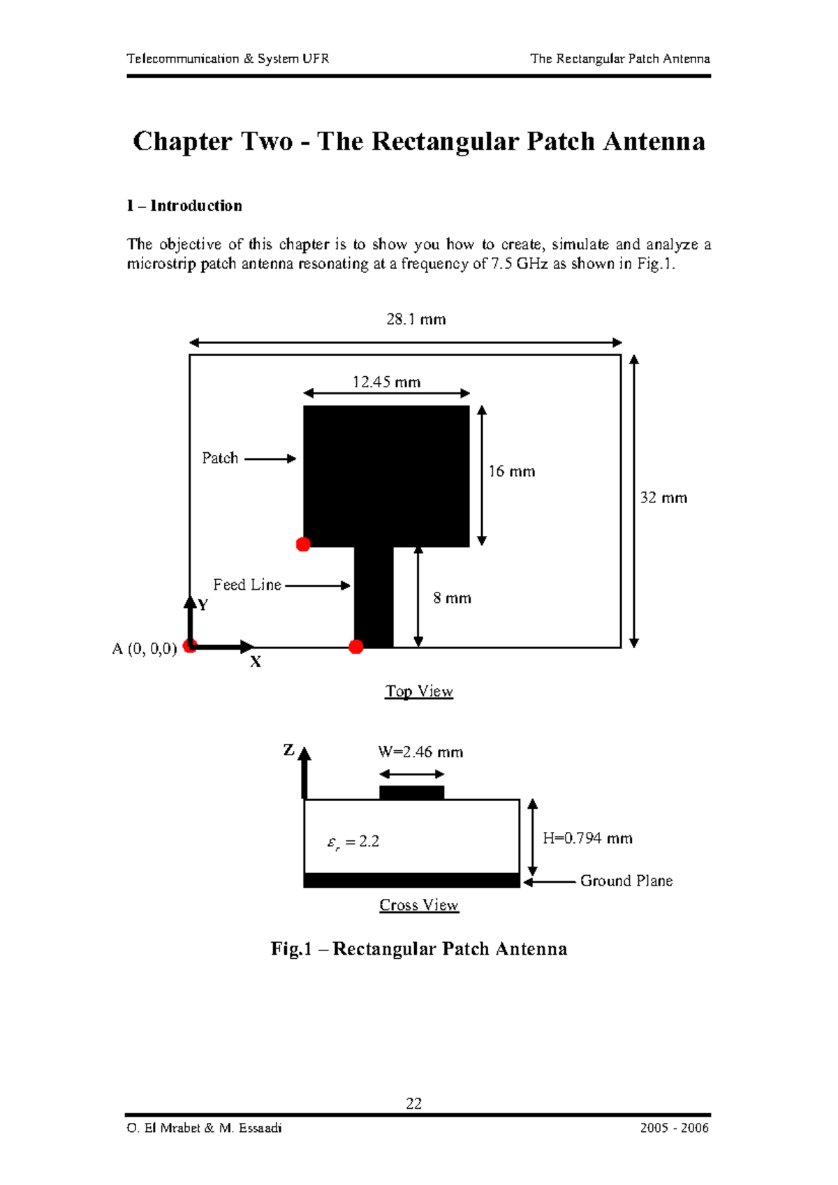 Telecommunication System UFR: Chapter 2 - Rectangular Patch Antenna ...