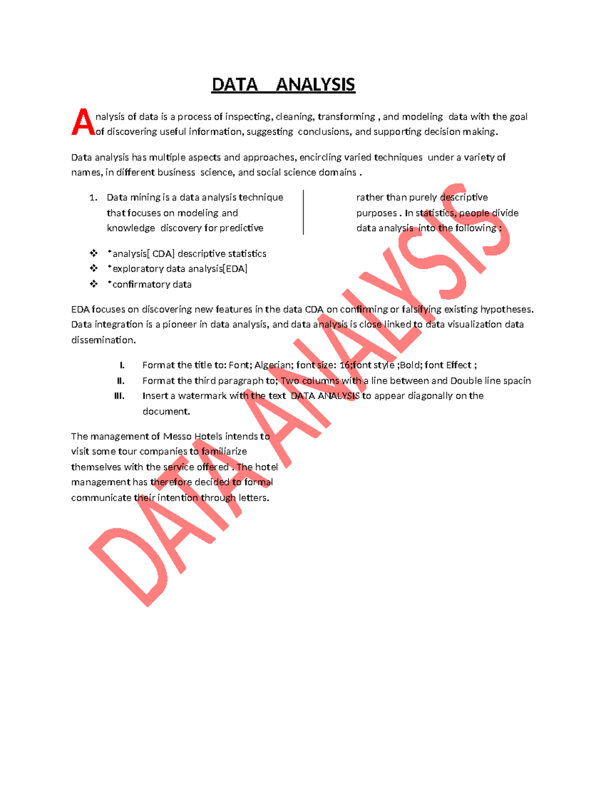 DATA 101: Final Exam Notes on Data Analysis Techniques - Studocu