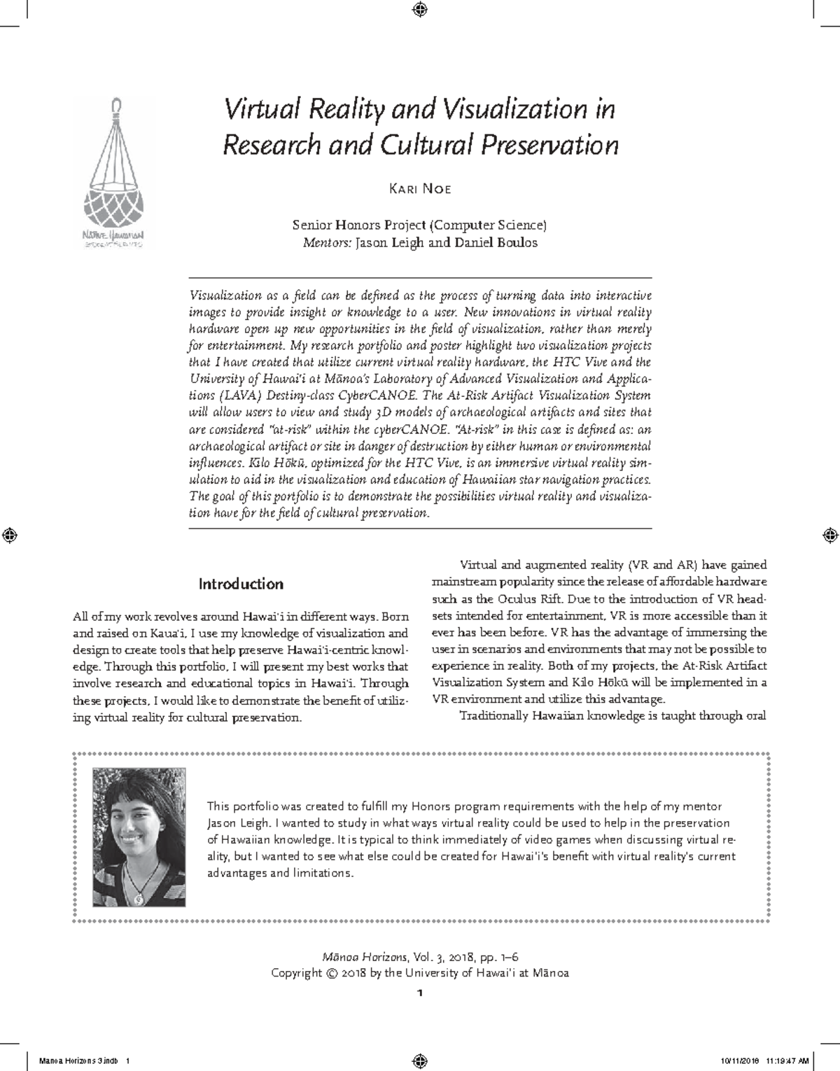 Virtual Reality & Visualization for Cultural Preservation (CS) - Studocu