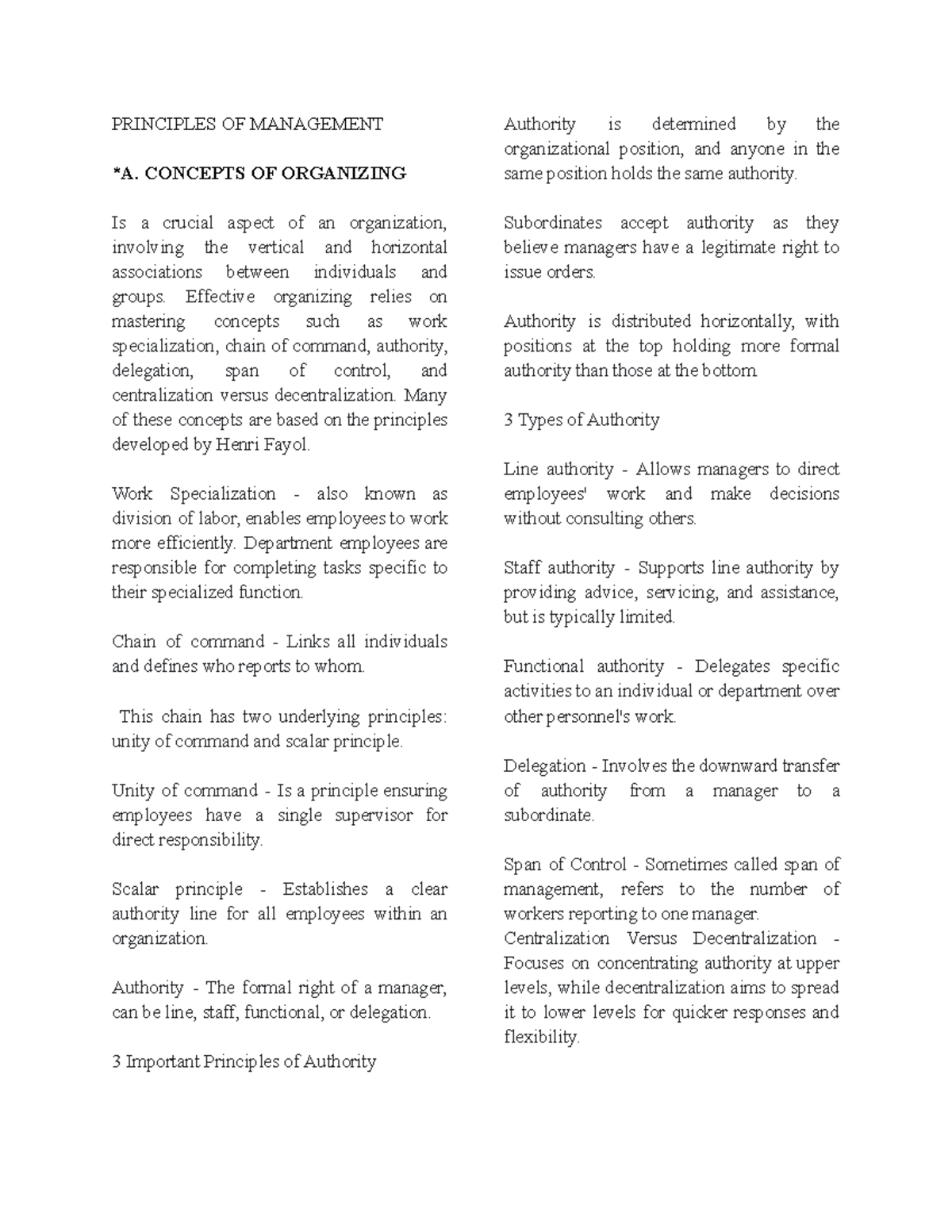 Group-1 - .nbn - PRINCIPLES OF MANAGEMENT *A. CONCEPTS OF ORGANIZING Is ...