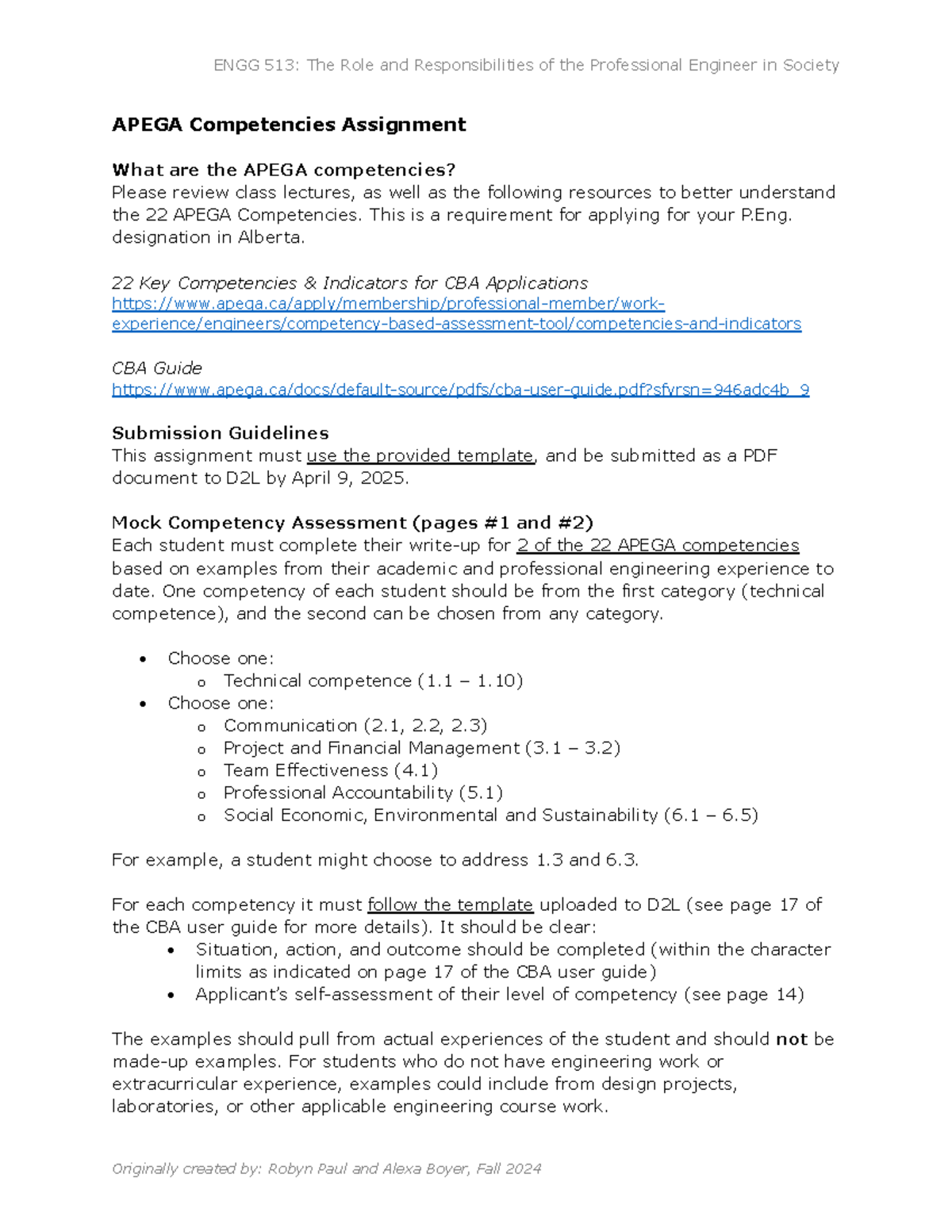 3. Apega Competencies Assignment - ENGG 513 : The Role and ...