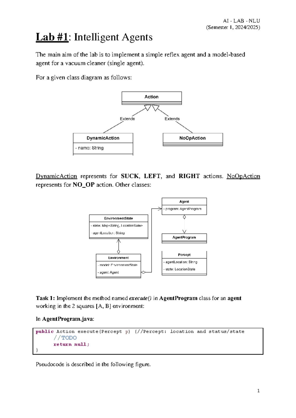 Lab 1 Intelligent Agents - (Semester 1 , 20 24 /20 25 ) Lab #1 ...