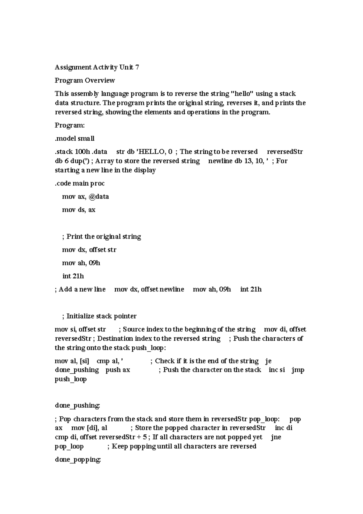 Unit 7 Assignment Activity Unit 7 - Assignment Activity Unit 7 Program ...