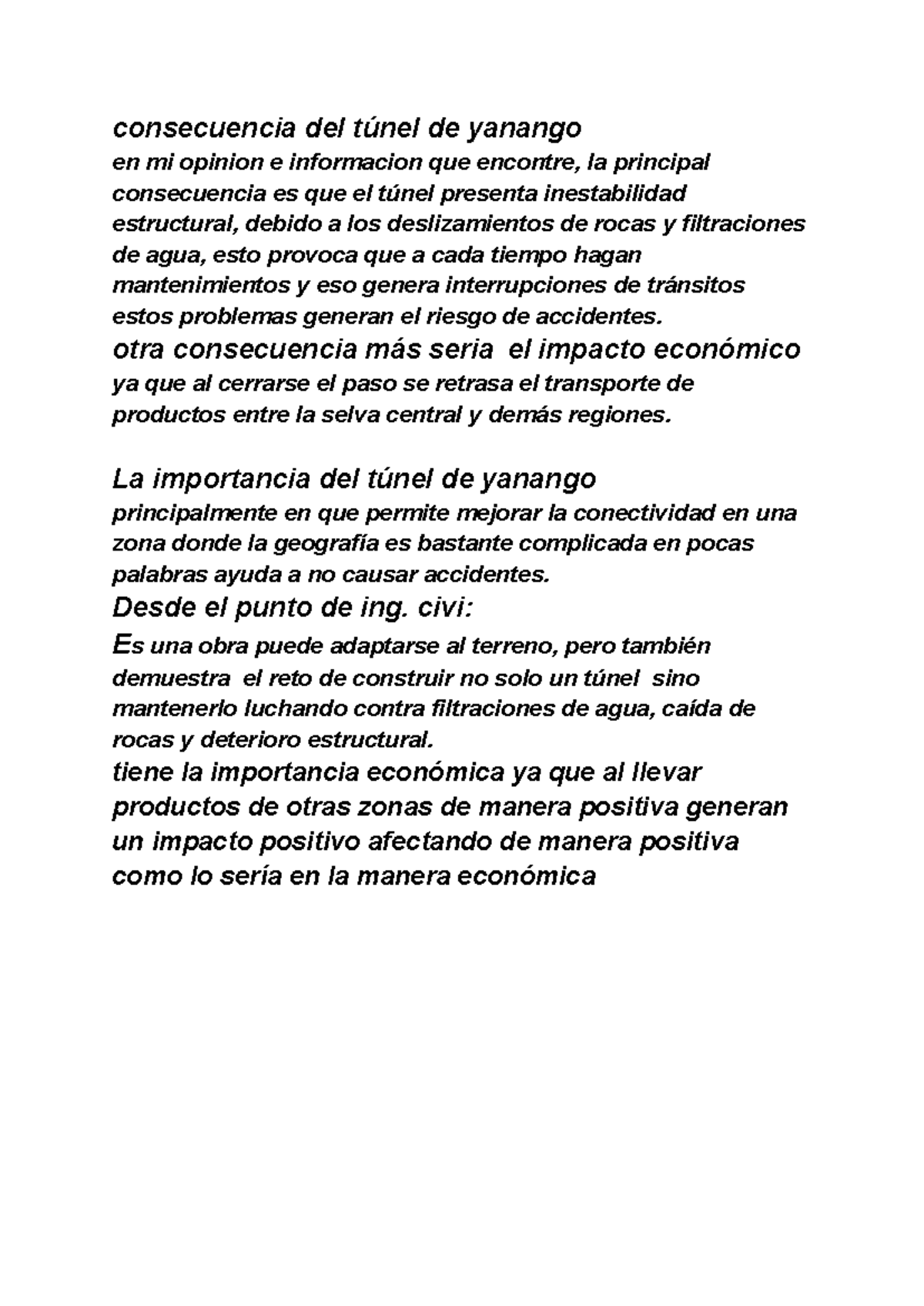 Consecuencias del Túnel de Yanango: Análisis Estructural y Económico ...
