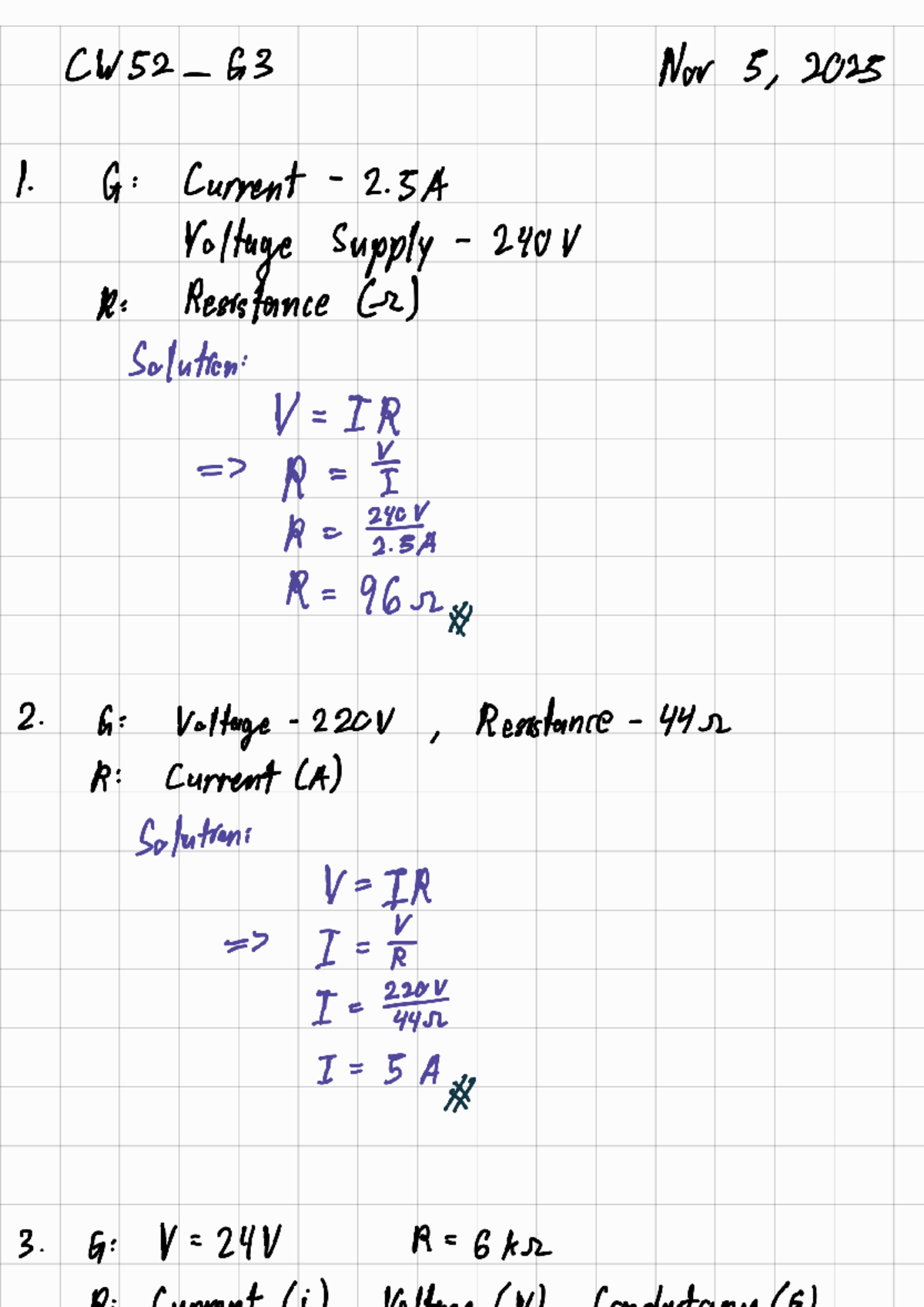 CW52 G3 - Electrical Circuit Analysis and Solutions - Studocu