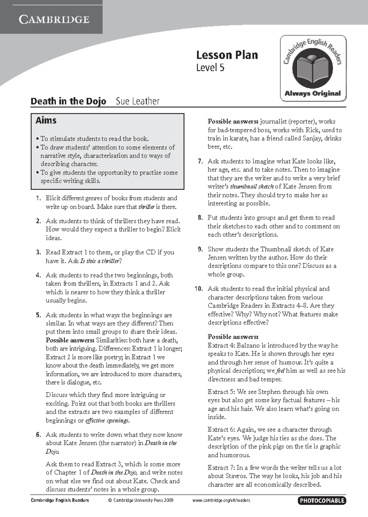 Lesson Plan Level 5: Exploring 
