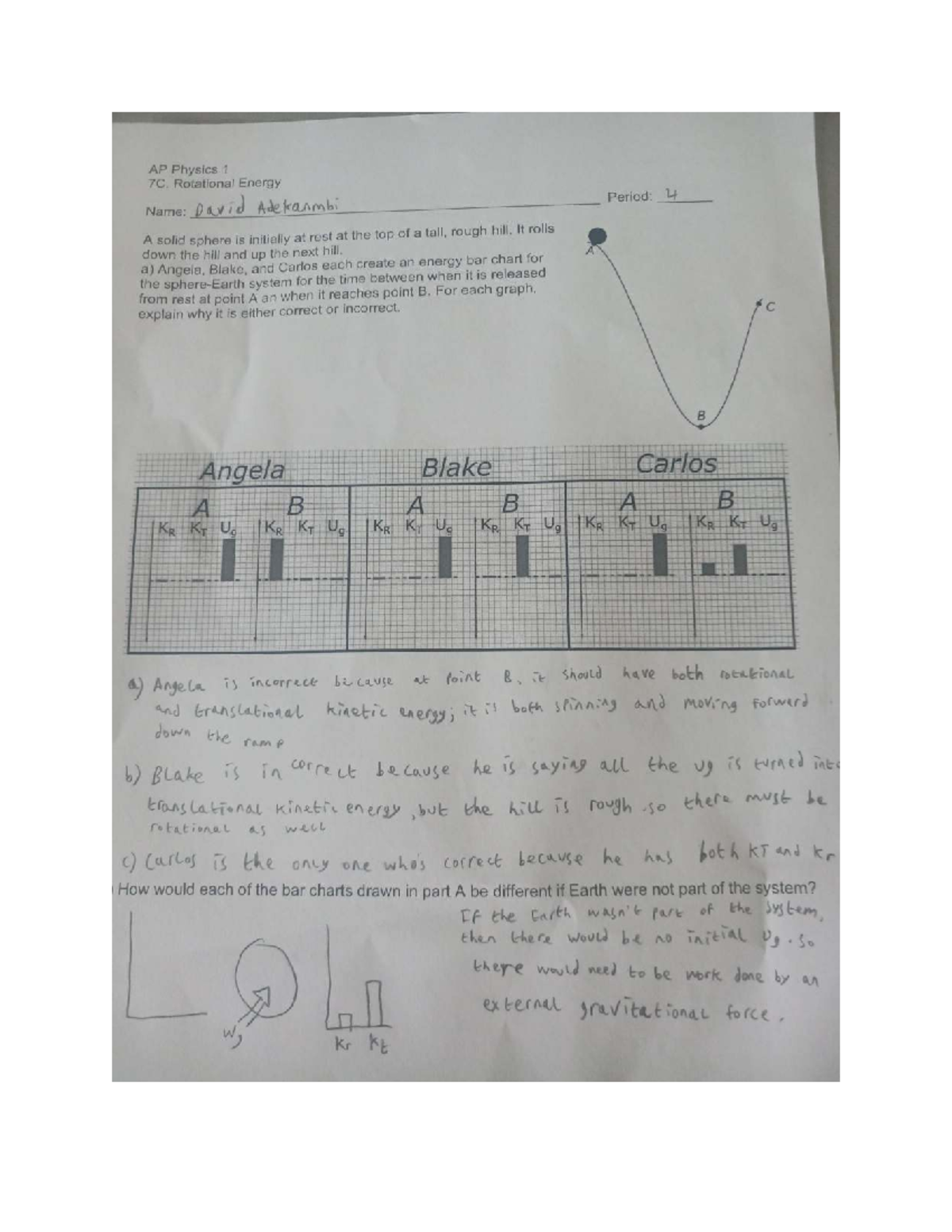 AP Physics 1 7C - Rotational Energy Answer Key by David Adekanmbi - Studocu