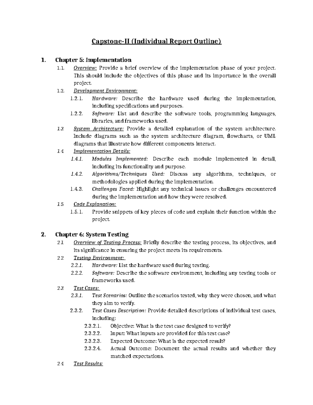 Capstone-II: Individual Report Outline for Implementation & Testing ...