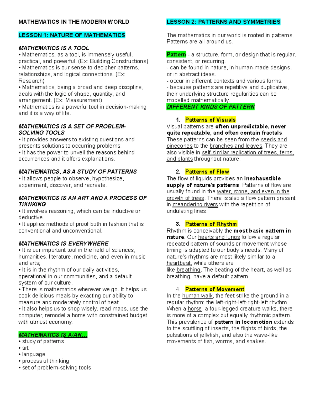 GEd 102: Mathematics in the Modern World - Comprehensive Reviewer - Studocu