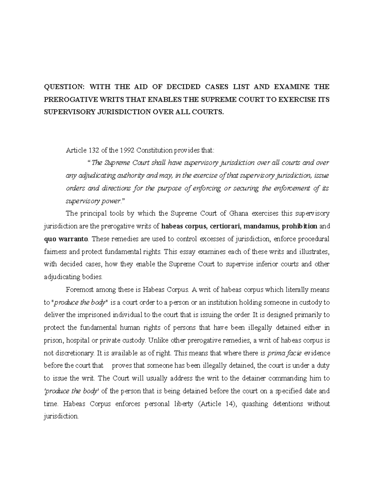 Prerogative Writs and Supervisory Jurisdiction of the Supreme Court ...