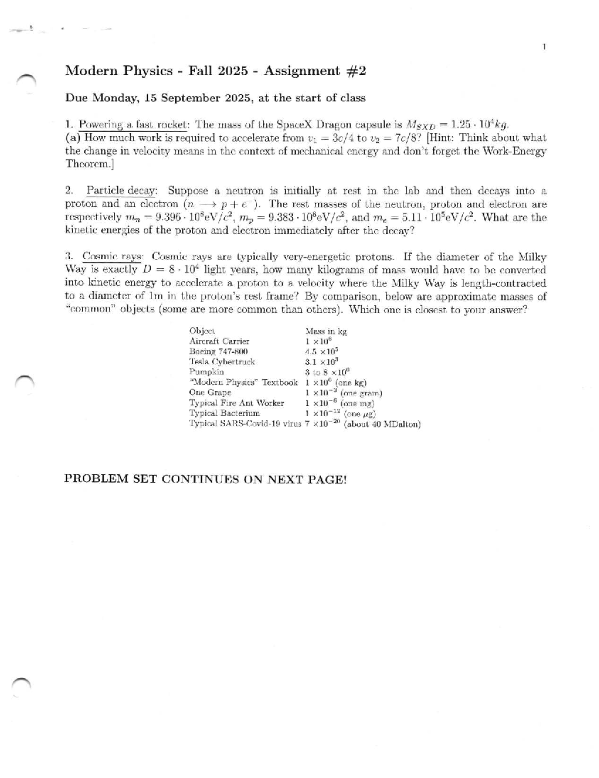 PHY3101 Homework 2: Modern Physics Problems - Fall 2025 - Studocu