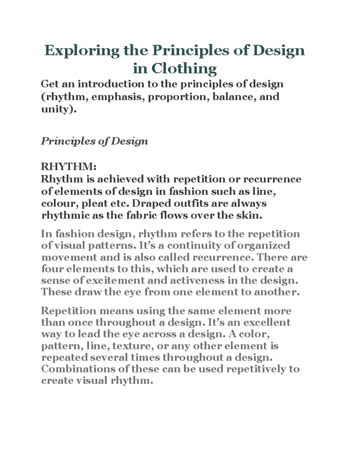 Principle Of Design Proportion In Fashion