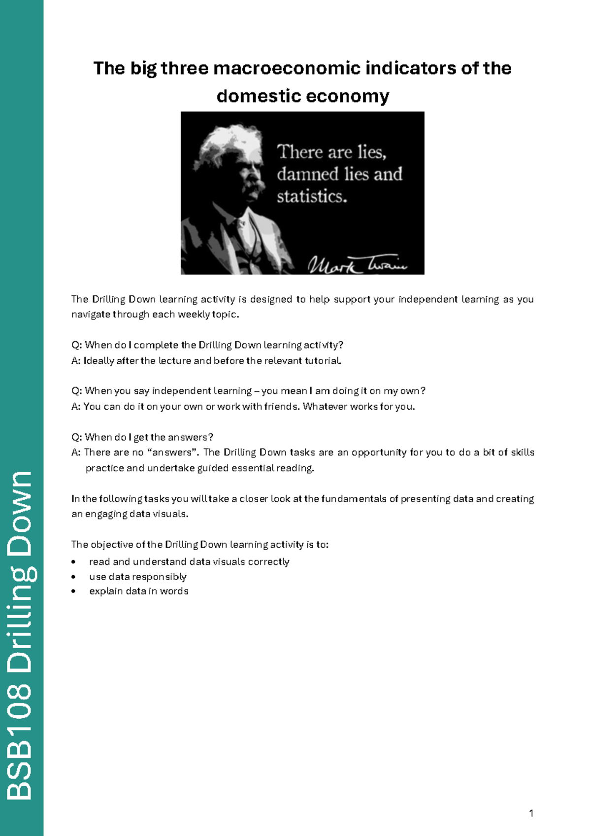 BSB108 Drilling Down: Understanding Macroeconomic Indicators in Week 3 ...