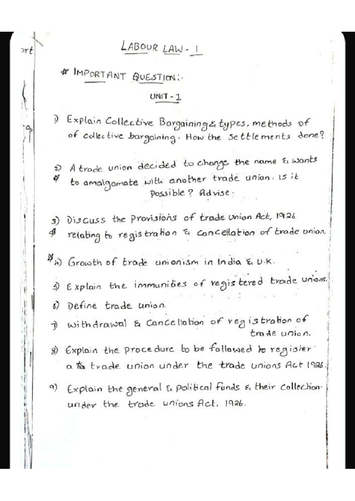 Labour Law 1: Key Questions and Concepts for Unit 1 Exam Preparation ...