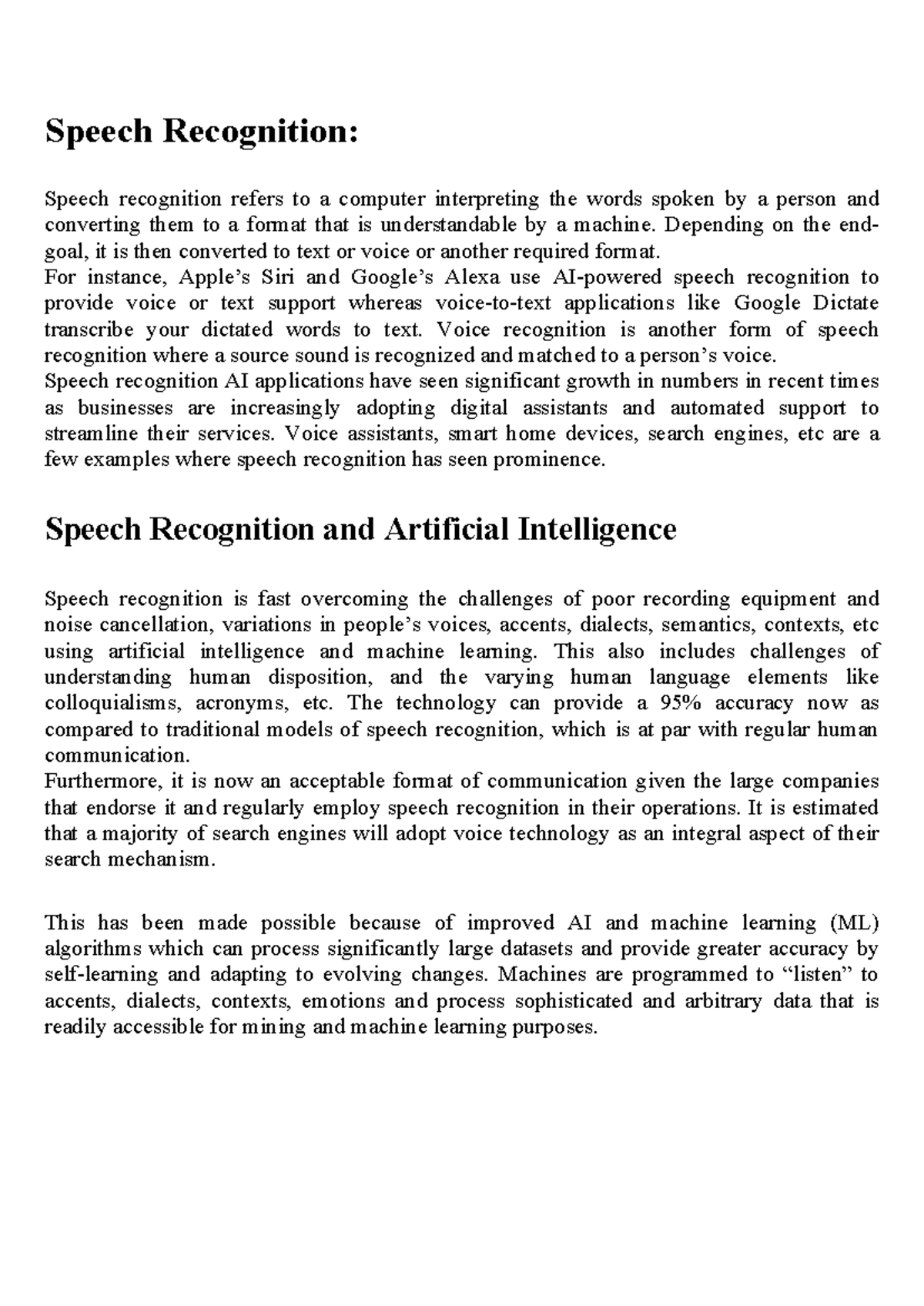 AI Speech Recognition Notes for 1st Year Students: A Comprehensive ...
