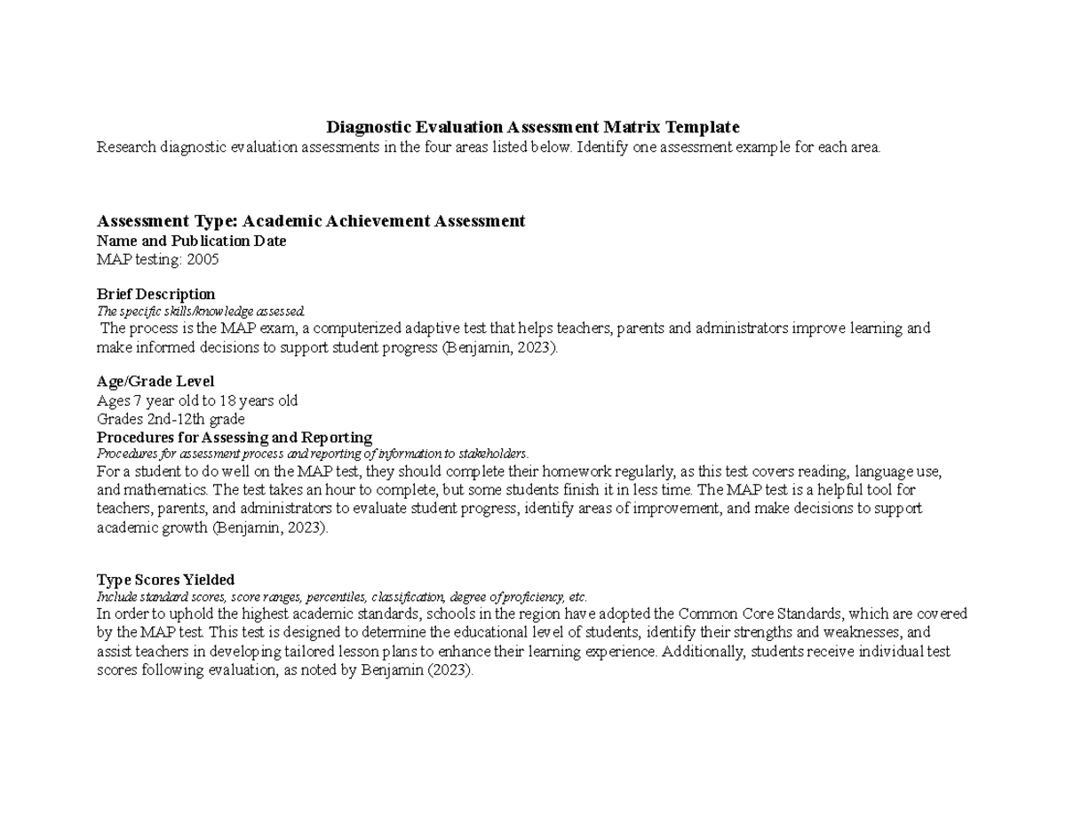 SPD-320 T6-Diagnostic Evaluation Assessment Matrix Overview - Studocu