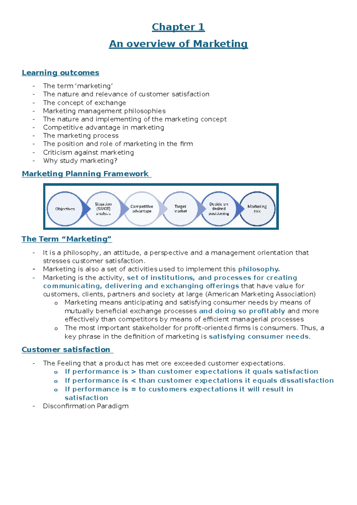 Chapter 1: An overview of marketing and customer satisfaction concepts ...