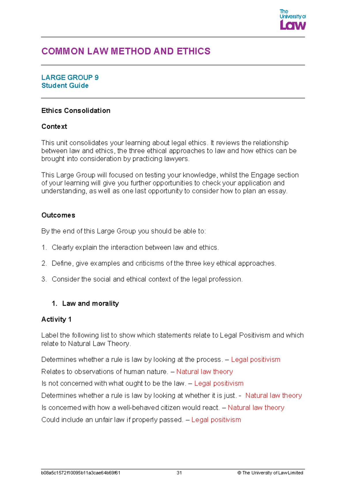 CLME Student Guide: Legal Ethics in Common Law Method 9 - Studocu