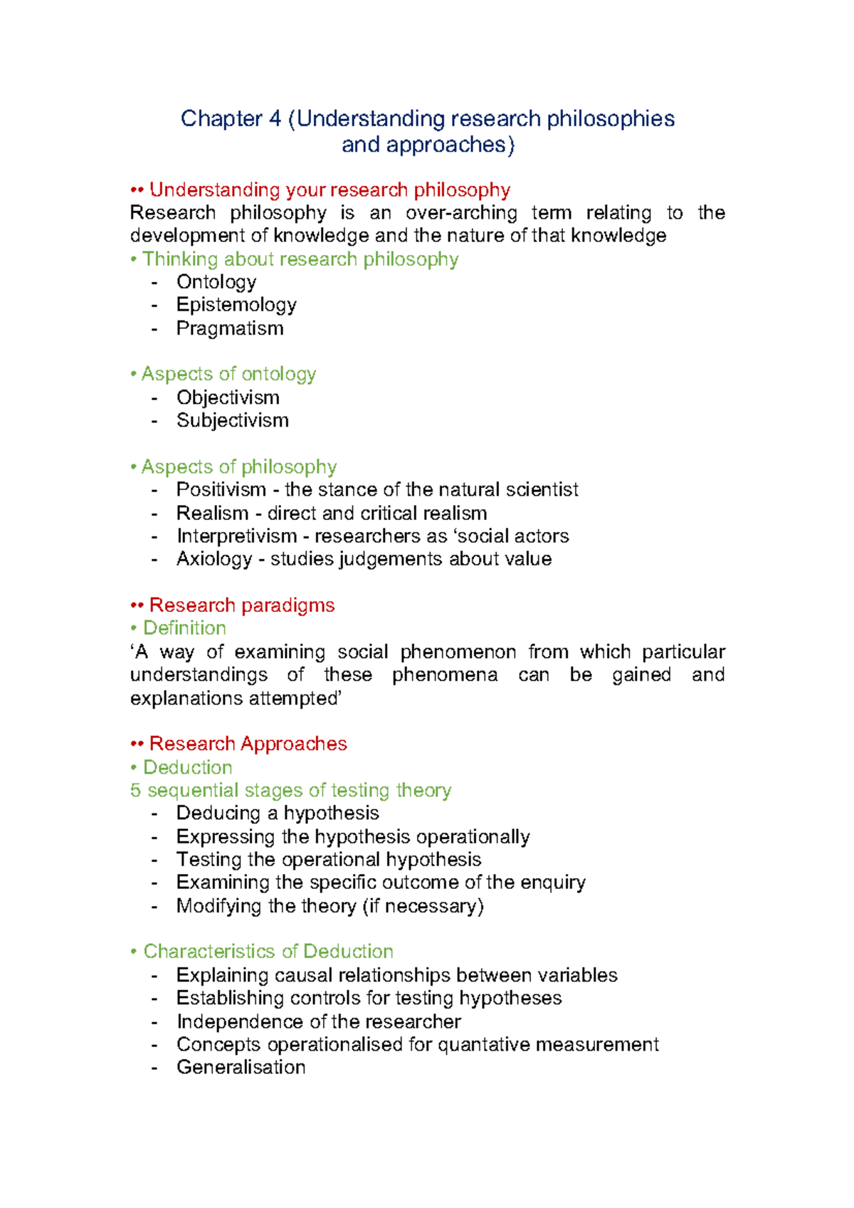 CH04 - CH04 Summary for Research methodology & quantitative analysis ...