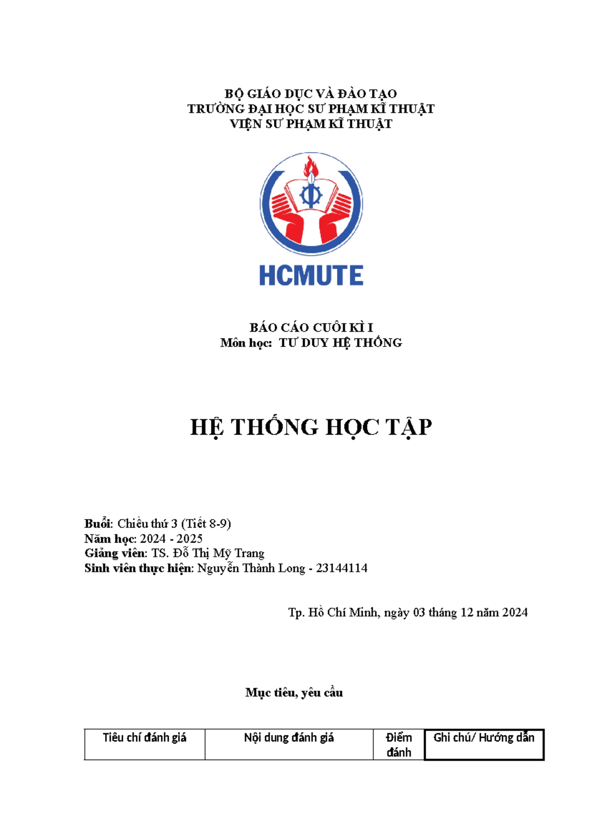 HTHT - Báo Cáo Cuối Kỳ Môn Tư Duy Hệ Thống (2024-2025) - Studocu