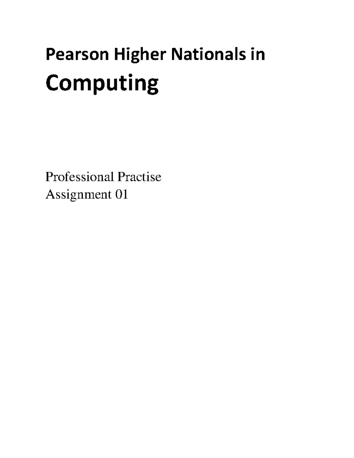 Professional Practice Assignment 01 - HND Computing Insights - Studocu