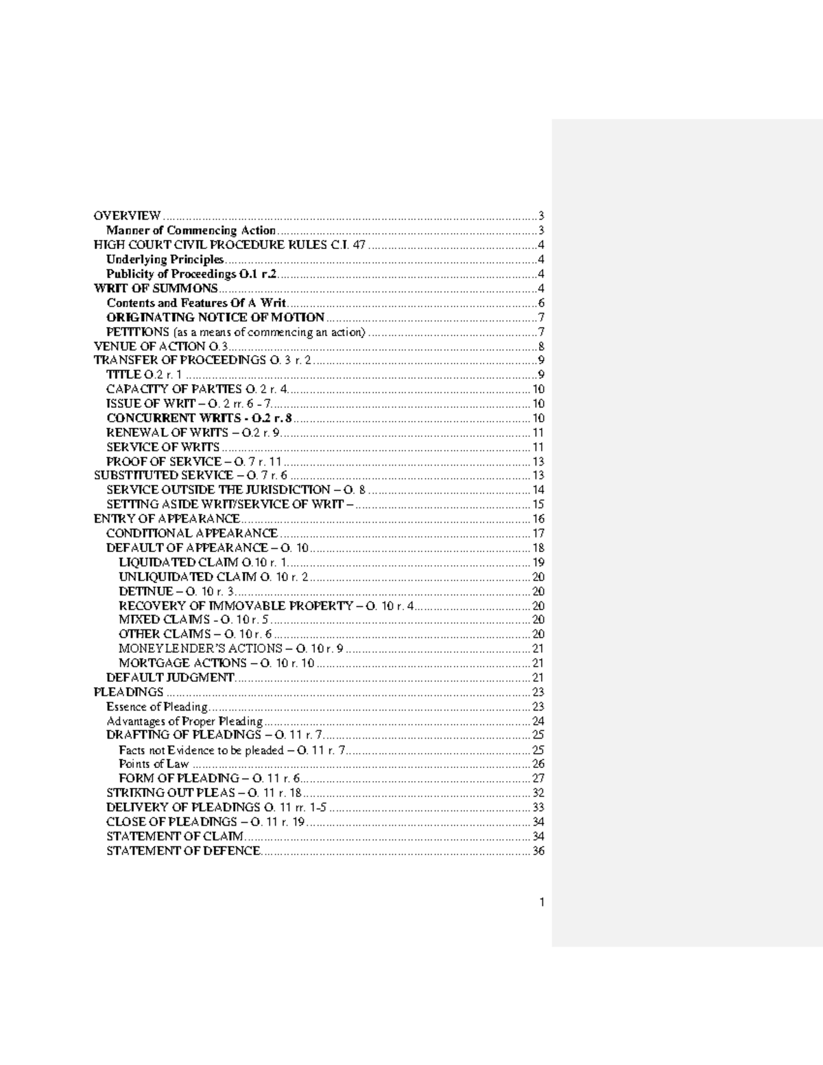 High Court Civil Procedure Rules C.I. 47 Overview and Key Principles ...