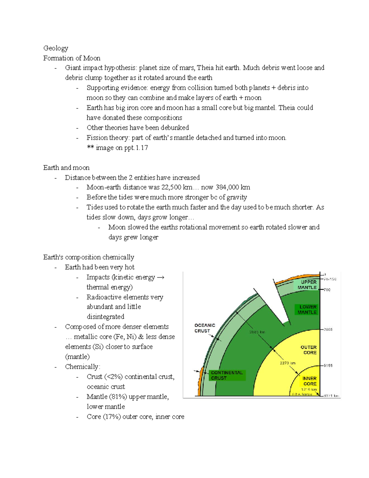 Geology 101 - Lecture Notes on Moon Formation and Earth's Composition ...