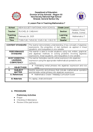 Q4week1modified 2 - for lesson plan - FIRST CLASSROOM OBSERVATION ...