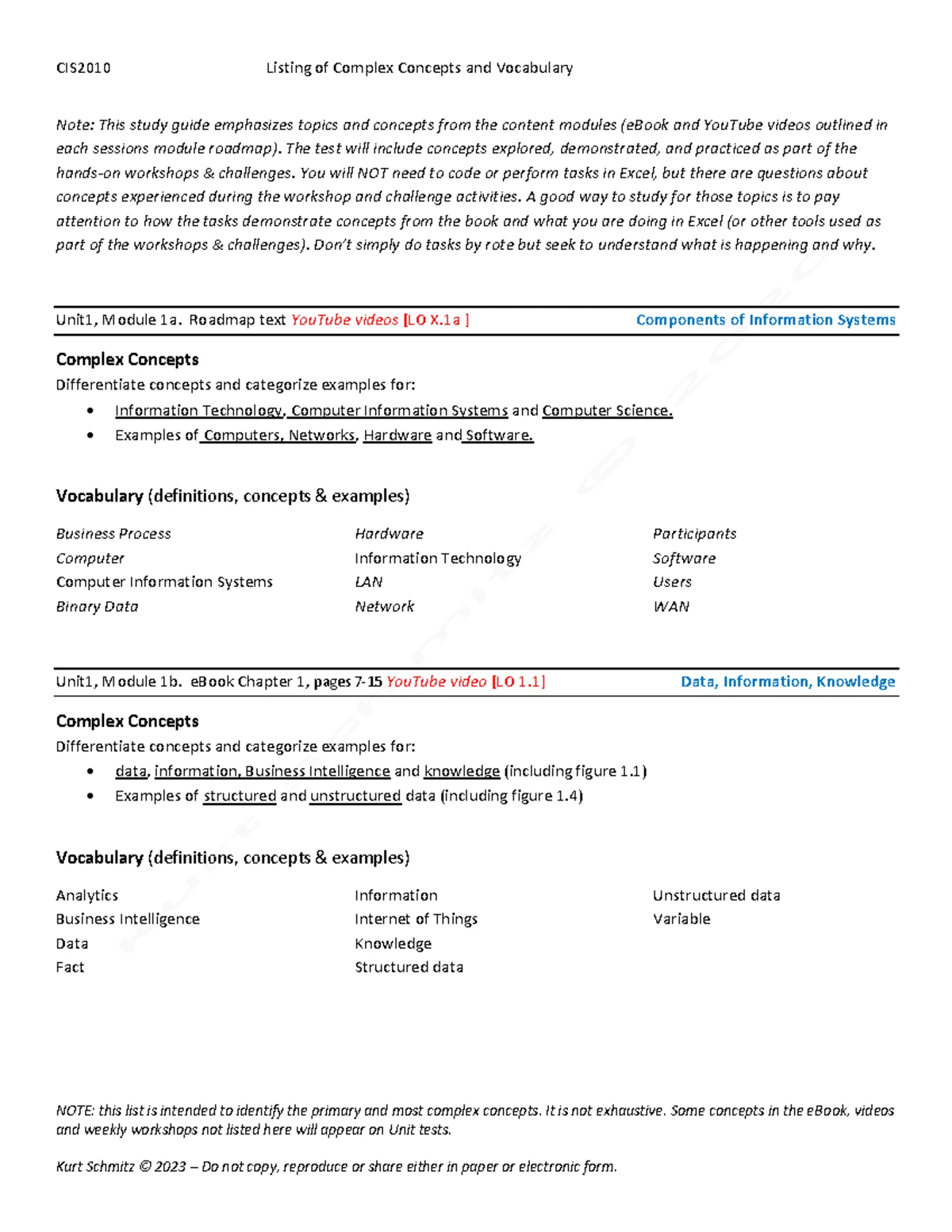 Study Guide for CIS2010 Unit 3: Key Concepts & Vocabulary - Studocu
