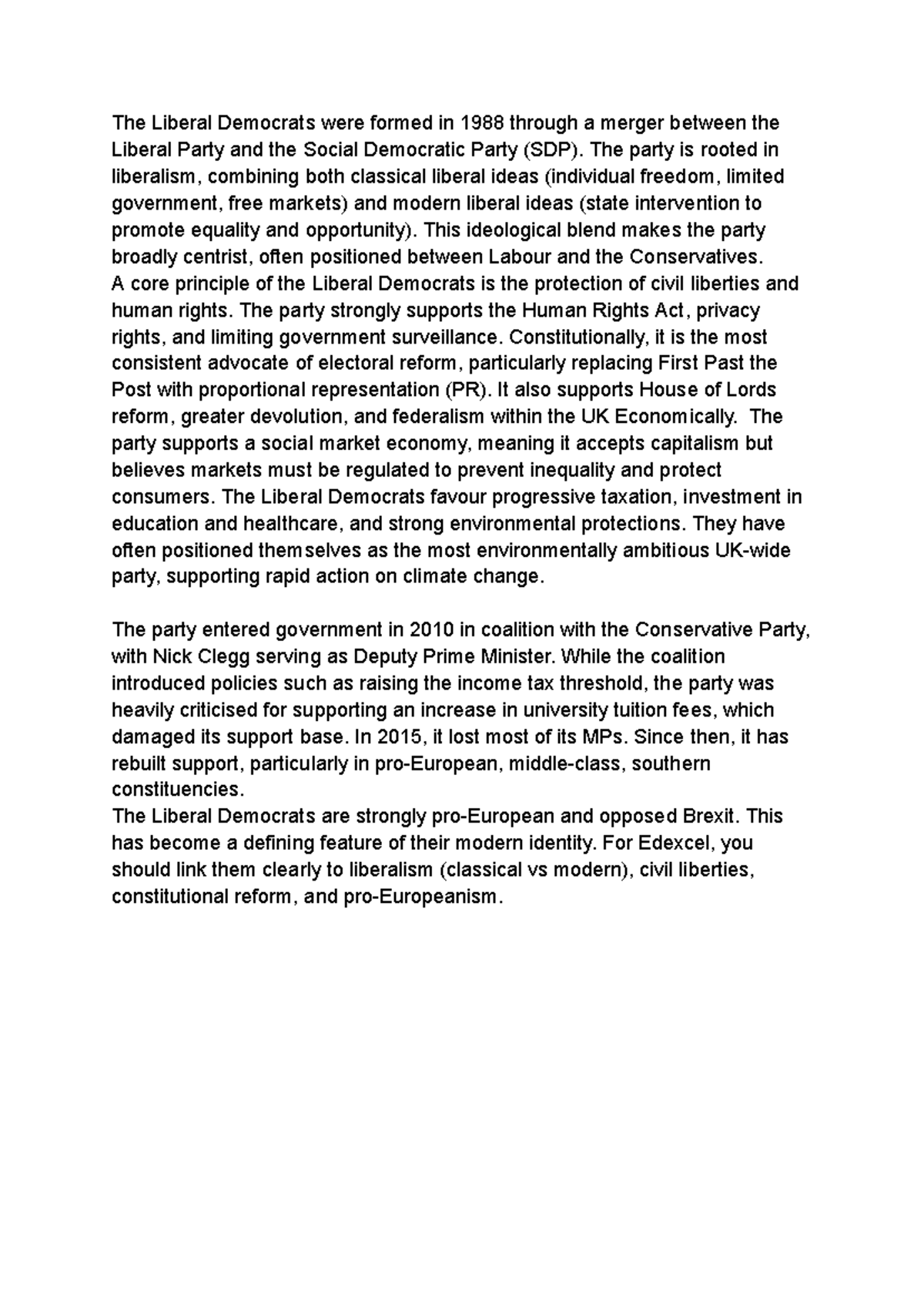 The Liberal Democrats: Ideology, Reform, and Modern Politics (Edexcel ...