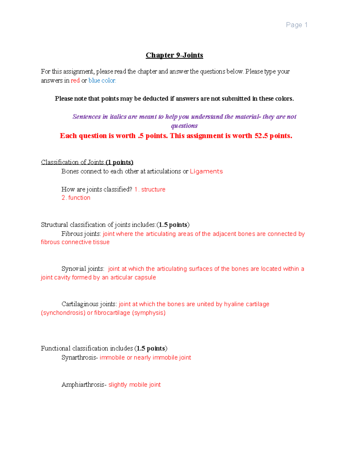 BIO 201 Chapter 9 Joints Assignment Review and Questions - Studocu