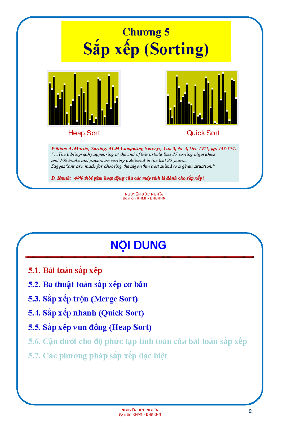 Chương 5: Các Thuật Toán Sắp Xếp - Heap Sort, Quick Sort, Merge Sort ...