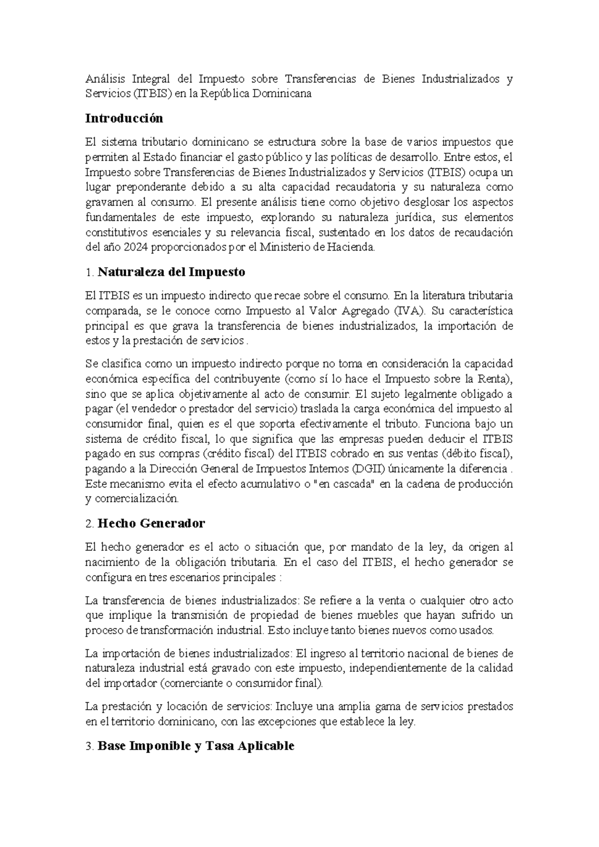 Análisis del ITBIS en RD: Relevancia y Datos 2024 - Studocu