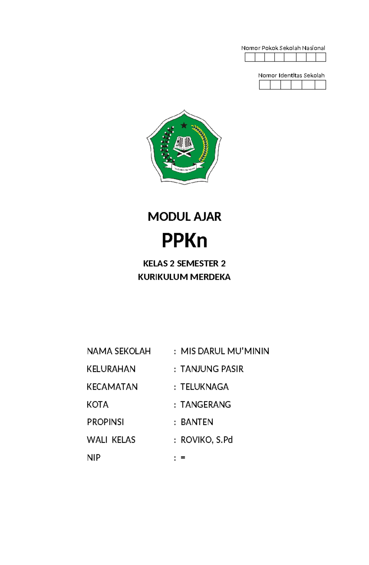 Modul Ajar PKn Kelas 2 Semester 2 Kurikulum Merdeka - Nomor Pokok ...