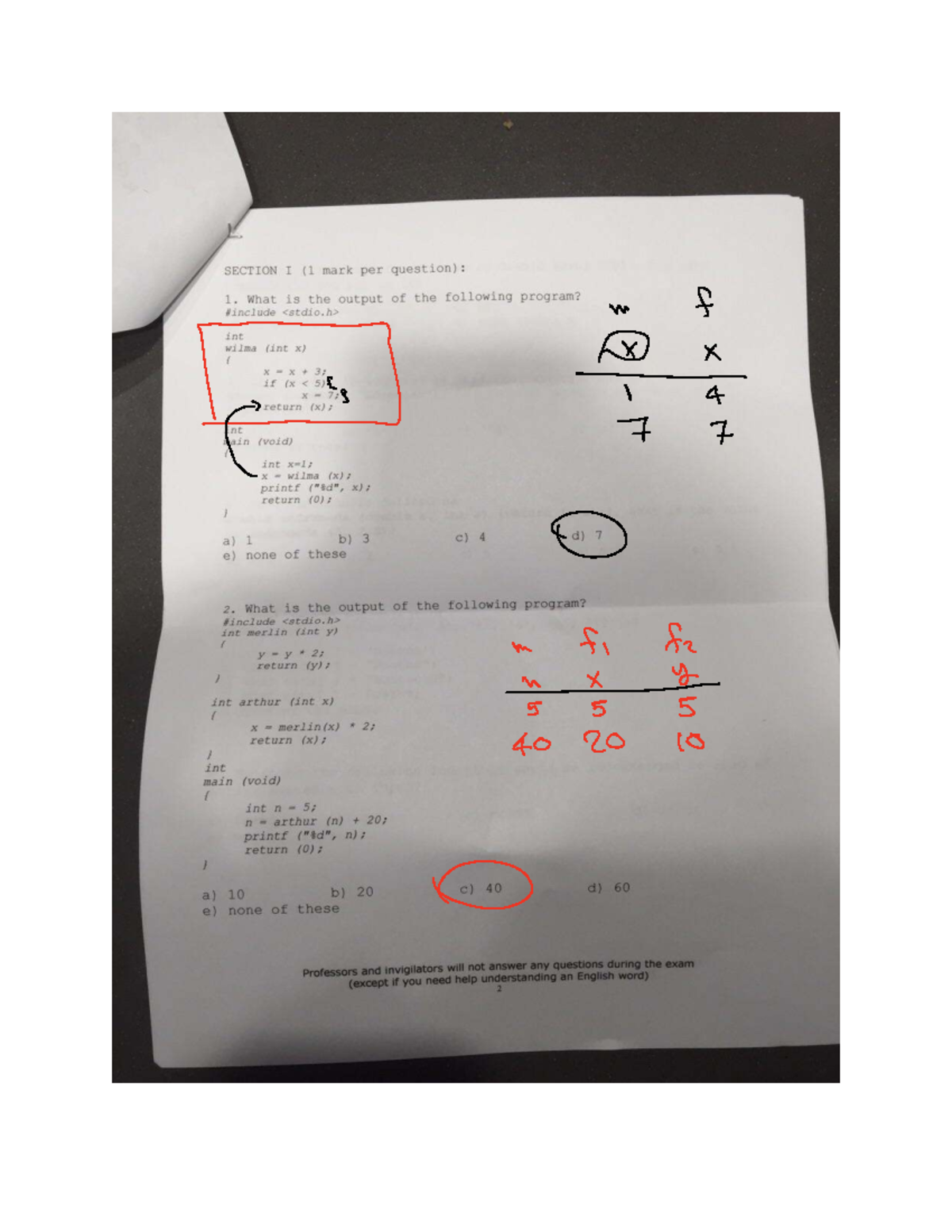 C Programming Final Exam Questions - Studocu